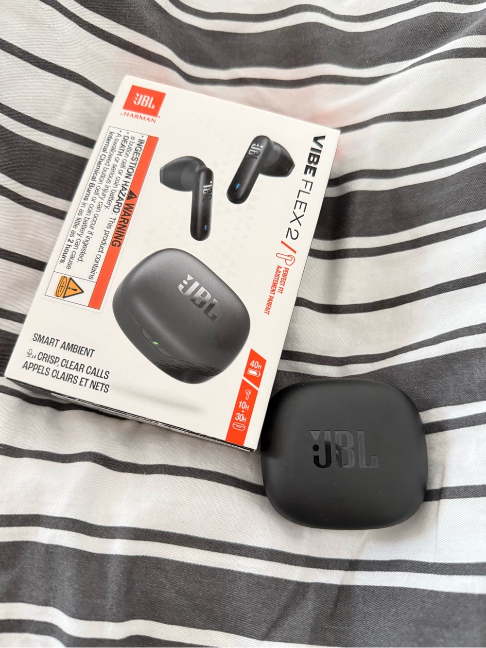 Brand New JBL Vibe Flex 2 True Wireless Earbuds — Black Charging Case